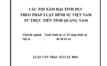 Các tội xâm hại tình dục theo pháp luật hình sự Việt Nam từ thực tiễn tỉnh Quảng Nam