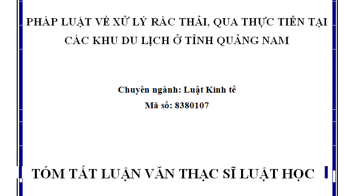 Pháp luật về xử lý rác thải qua thực tiễn tại các khu du lịch ở tỉnh Quảng Nam