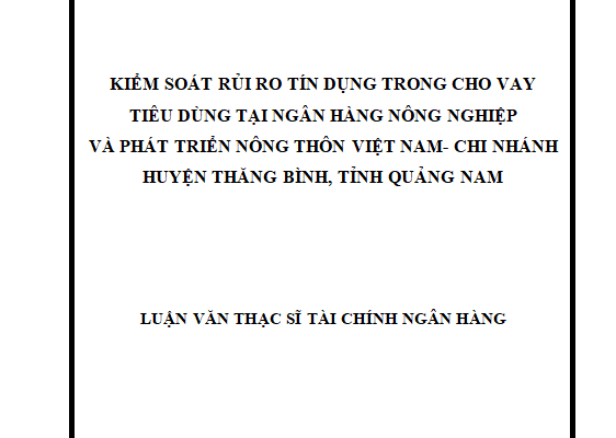 Kiểm soát rủi ro tín dụng trong cho vay tiêu dùng tại Ngân hàng Nông Nghiệp và Phát Triển Nông Thôn Việt Nam