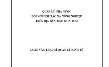 Quản lý nhà nước đối với hợp tác xã nông nghiệp trên địa bàn tỉnh Kon Tum