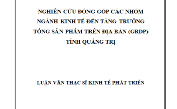 Nghiên cứu đóng góp các nhóm ngành kinh tế đến tăng trưởng tổng sản phẩm trên địa bàn (GRDP) tỉnh Quảng Trị