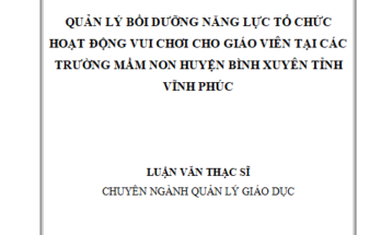 Quản lý bồi dưỡng năng lực tổ chức hoạt động vui chơi cho giáo viên tại các trường mầm non huyện Bình Xuyên tỉnh Vĩnh Phúc