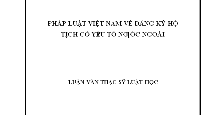 Pháp luật Việt Nam về đăng ký hộ tịch có yếu tố nước ngoài