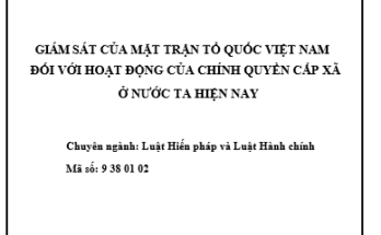 Giám sát của Mặt trận Tổ quốc Việt Nam đối với hoạt động của chính quyền cấp xã ở nước ta hiện nay