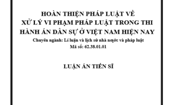 HOÀN THIỆN PHÁP LUẬT VỀ XỬ LÝ VI PHẠM PHÁP LUẬT TRONG THI HÀNH ÁN DÂN SỰ Ở VIỆT NAM HIỆN NAY