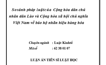 So sánh pháp luật của Cộng hòa dân chủ nhân dân Lào và Cộng hòa xã hội chủ nghĩa Việt Nam về bảo hộ nhãn hiệu hàng hóa