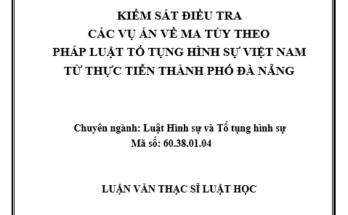 Kiểm sát điều tra các vụ án về ma túy theo pháp luật Tố tụng Hình sự Việt Nam từ thực tiễn thành phố Đà Nẵng
