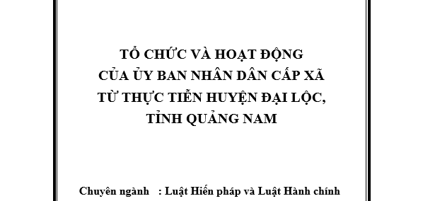 Tổ chức và hoạt động của Ủy ban nhân dân cấp xã từ thực tiễn huyện Đại Lộc, tỉnh Quảng Nam