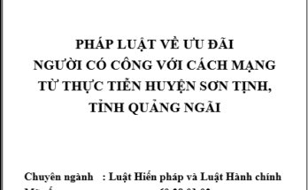 Pháp luật về ưu đãi người có công với cách mạng từ thực tiễn huyện Sơn Tịnh, tỉnh Quảng Ngãi