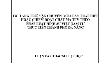 Tội tàng trữ, vận chuyển, mua bán trái phép hoặc chiếm đoạt chất ma túy theo pháp luật hình sự Việt Nam từ thực tiễn thành phố Đà Nẵng