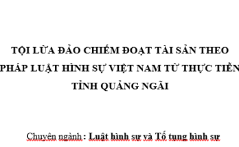 Tội lừa đảo chiếm đoạt tài sản theo pháp luật hình sự Việt Nam từ thực tiễn tỉnh Quảng Ngãi