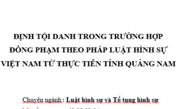 Định tội danh trong trường hợp đồng phạm theo pháp luật hình sự Việt Nam từ thực tiễn tỉnh Quảng Nam