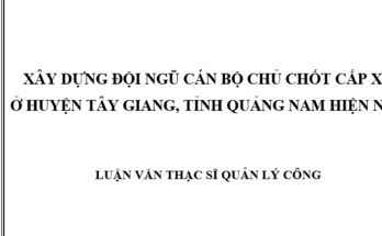 Xây dựng đội ngũ cán bộ chủ chốt cấp xã ở huyện Tây Giang, tỉnh Quảng Nam hiện nay