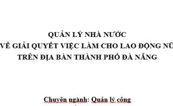 Quản lý nhà nước về giải quyết việc làm cho lao động nữ trên địa bàn thành phố Đà Nẵng