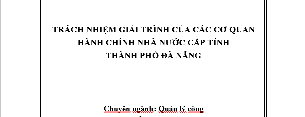 TRÁCH NHIỆM GIẢI TRÌNH CỦA CÁC CƠ QUAN HÀNH CHÍNH NHÀ NƯỚC CẤP TỈNH THÀNH PHỐ ĐÀ NẴNG