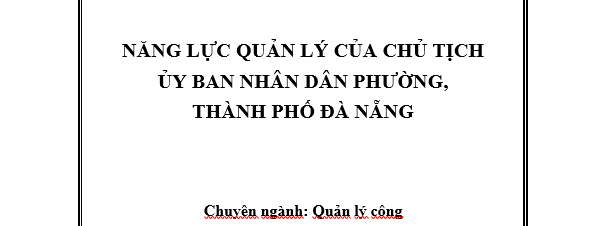 Năng lực quản lý của Chủ tịch UBND phường, thành phố Đà Nẵng