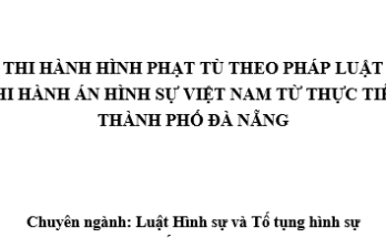 Thi hành hình phạt tù theo pháp luật thi hành án hình sự Việt Nam từ thực tiễn