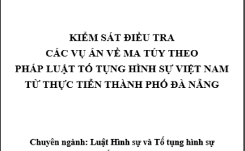 Kiểm sát điều tra các vụ án về ma túy theo pháp luật tố tụng hình sự Việt Nam