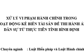 Xử lý vi phạm hành chính trong hoạt động kê biên tài sản để thi hành án dân sự