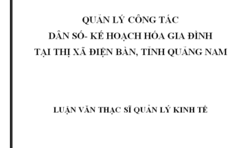 Quản lý công tác Dân số - Kế hoạch hóa gia đình tại thị xã Điện Bàn