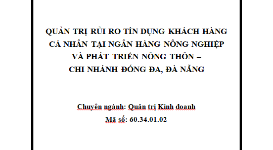 Quản trị rủi ro tín dụng khách hàng cá nhân tại ngân hàng Agribank