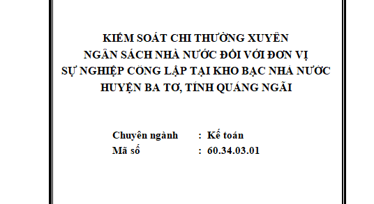Kiểm soát chi thường xuyên ngân sách nhà nước đối với đơn vị sự nghiệp công lập