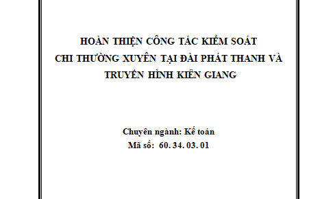 Hoàn thiện công tác kiểm soát chi thường xuyên