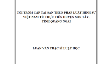 Tội Trộm cắp tài sản theo pháp luật hình sự Việt Nam từ thực tiễn huyện Sơn Tây, tỉnh Quảng Ngãi