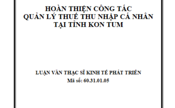 Hoàn thiện công tác quản lý thu thuế thu nhập cá nhân tại tỉnh Kon Tum