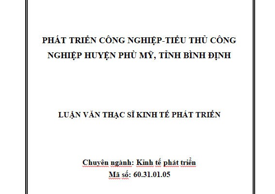 Phát triển công nghiệp-tiểu thủ công nghiệp huyện Phù Mỹ tỉnh Bình Định