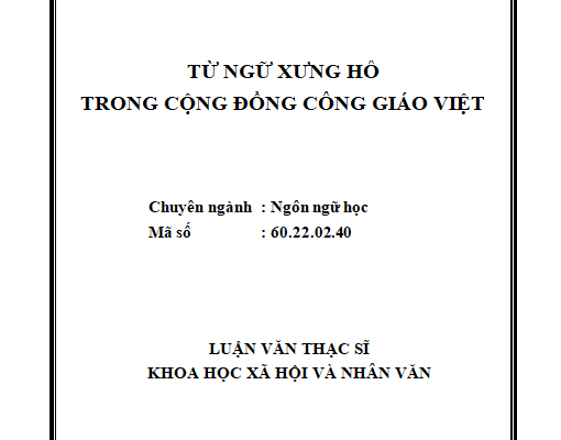 Từ ngữ xưng hô trong cộng đồng Công giáo Việt
