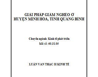 Giải pháp giảm nghèo ở huyện Minh Hóa, tỉnh Quảng Bình