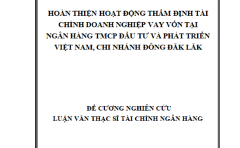 Hoàn thiện hoạt động thẩm định tài chính doanh nghiệp vay vốn tại Ngân hàng TMCP Đầu tư và Phát triển Việt Nam (BIDV) chi nhánh Đông Đăk Lăk