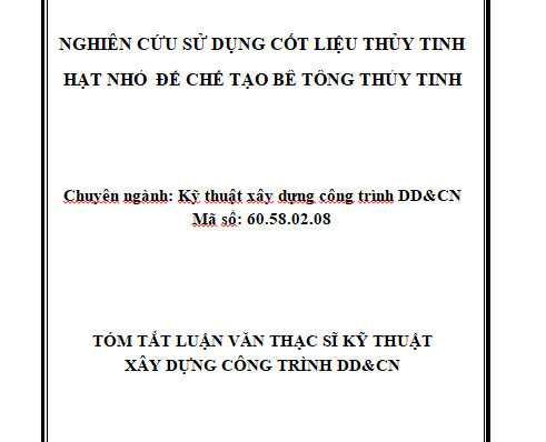 Sử dụng cốt liệu thủy tinh hạt nhỏ để chế tạo bê tông thủy tinh