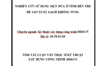 Nghiên cứu sử dụng mụn dừa ở tỉnh Bến Tre để sản xuất gạch không nung