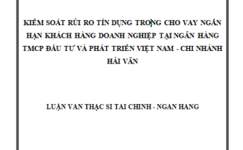 Kiểm soát rủi ro tín dụng trong cho vay ngắn hạn khách hàng doanh nghiệp tại Ngân hàng TMCP Đầu tư và Phát triển Việt Nam - Chi nhánh Hải Vân