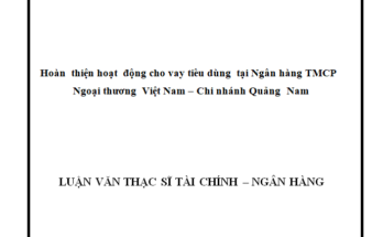 Hoàn thiện hoạt động cho vay tiêu dùng tại Ngân hàng TMCP Ngoại thương Việt Nam – Chi nhánh Quảng Nam.