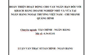 Hoàn thiện hoạt động cho vay ngắn hạn đối với khách hàng doanh nghiệp nhỏ và vừa tại Ngân hàng Ngoại Thương Việt Nam