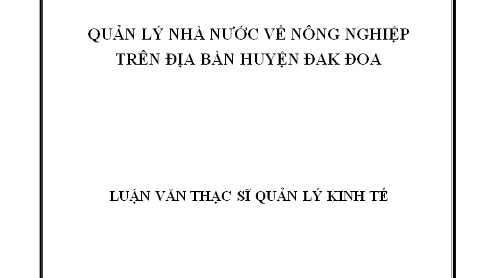 Quản lý nhà nước về nông nghiệp trên địa bàn huyện Đak Đoa