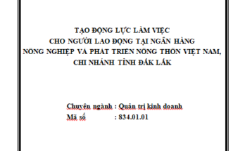Tạo động lực làm việc cho người lao động tại Ngân hàng Nông nghiệp và Phát triển nông thôn Việt Nam – Chi nhánh tỉnh Đắk Lắk