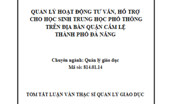 Quản lý hoạt động tư vấn hỗ trợ cho học sinh trung học phổ thông trên địa bàn quận Cẩm Lệ thành phố Đà Nẵng