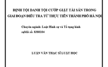Định tội cướp giật tài sản trong giai đoạn điều tra từ thực tiễn thành phố Hà Nội