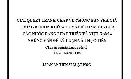 Giải quyết tranh chấp về chống BPG trong khuôn khổ WTO và sự tham gia của các nước đang phát triển và Việt Nam – Những vấn đề lý luận và thực tiễn